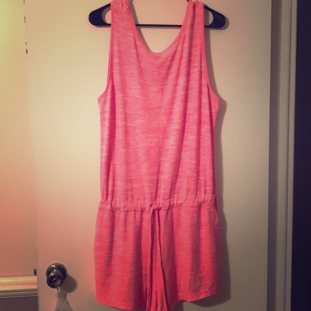 Bright Pink Waist Drawstring Tank Shorts R…